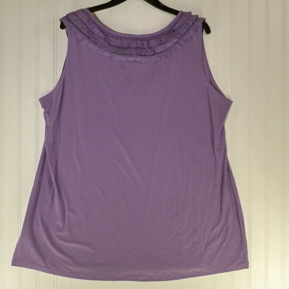 Jaclyn Smith, Purple Ruffle collar Top, 2X - Picture 3 of 5